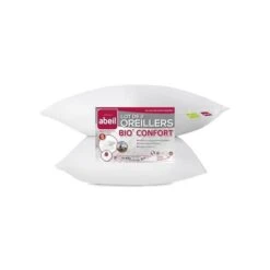 ABEIL Lot De 2 Oreillers Bio Confort - 60 X 60 Cm - Blanc