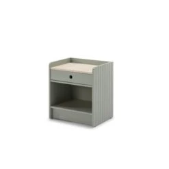 ARIANE Table De Chevet MDF Et PIN 1 Tiroir - Décor Vert Et Blanc Ciré - L 46 X L 35 XH 52 Cm