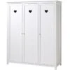 Armoire 3 Portes Bois Laqué Blanc Coeur