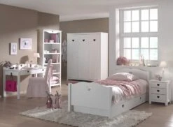 Armoire 3 Portes Bois Laqué Blanc Coeur -Vente De Chambre armoire 3 portes bois laque blanc amori 5420070214155 690972