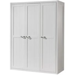 Armoire 3 Portes Bois Laqué Blanc Lewis