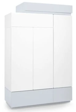 Armoire 3 Portes Laqué Blanc Et Bleu Gris Pyramid