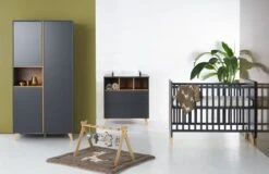 Armoire 3 Portes Mélaminé Anthracite Et Pieds Hêtre Massif Nalice -Vente De Chambre armoire 3 portes melamine anthracite et pieds hetre massif loft 5414375177680 592260