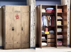 Armoire Enfant Pirate 3 Portes Bois Clair