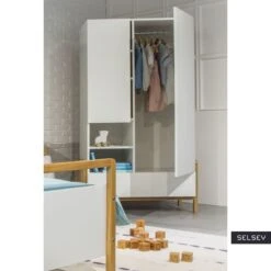 Armoire Enfant Scandinave Blanche Et Pieds En Bois De Chêne Vanka -Vente De Chambre armoire enfant scandinave blanche et pieds en bois de chene vanka 3666722167505 1232939