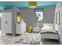 Armoire Enfant Scandinave Blanche Et Pieds En Bois De Chêne Vanka -Vente De Chambre armoire enfant scandinave blanche et pieds en bois de chene vanka 3666722167505 1232942