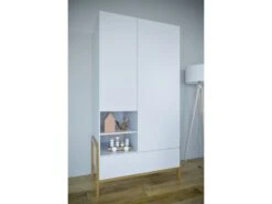 Armoire Enfant Scandinave Blanche Et Pieds En Bois De Chêne Vanka -Vente De Chambre armoire enfant scandinave blanche et pieds en bois de chene vanka 3666722167505 1232943