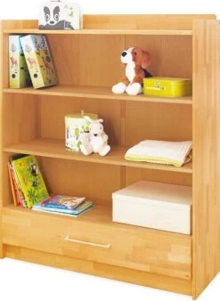 Pinolino Bibliothèque 3 Niveaux 1 Tiroir Hêtre Massif Clair Natura