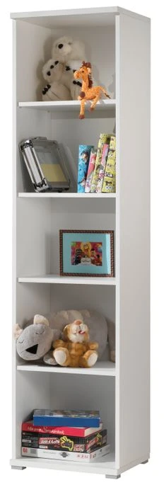 Bibliothèque 5 Niveaux Bois Laqué Blanc Milani