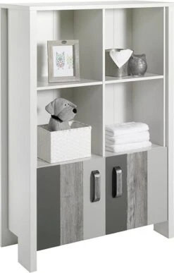 Bibliothèque Enfant Bois Blanc Et Pin Gris Woody Grey