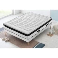 BOBOCHIC Matelas COCOONING 140x190 Cm - 26 Cm - Mémoire De Forme - Ferme - Anti Acariens Et Anti Bactériens