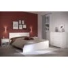 BOSTON Ensemble Chambre Lit 140x190 Cm + 2 Chevets + 1 Commode - Blanc