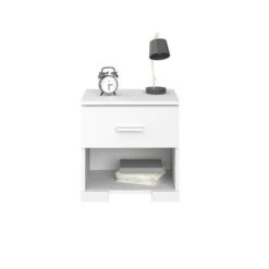 BOSTON Ensemble Chambre Lit 140x190 Cm + 2 Chevets + 1 Commode - Blanc -Vente De Chambre boston ensemble chambre lit 140x190 cm 2 chevets 1 commode blanc 3480940289494 436041