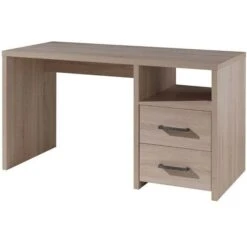 Bureau 2 Tiroirs 1 Niche Bois Chêne Clair Aline