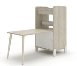 Bureau Bois Clair Pieds Blanc Et Poignée étoile Blanc