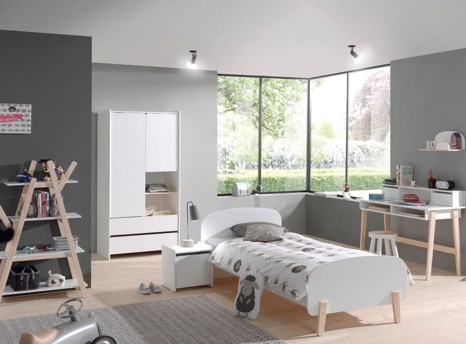 Bureau Enfant 2 Niches 2 Tiroirs Bois Laqué Blanc Et Pieds Pin Clair Kiddy 2 Bureau Enfant 2 Niches 2 Tiroirs Bois Laqué Blanc Et Pieds Pin Clair Kiddy – Image 2