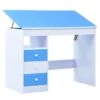 Bureau Enfant Inclinable 3 Tiroirs Bois Bleu Et Blanc Sunny