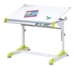 Bureau Enfant Inclinable Bois Blanc Déco Rose Et Vert Colo -Vente De Chambre bureau enfant inclinable bois blanc deco rose et vert 2colorido 4010340509442 576288