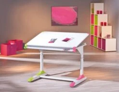Bureau Enfant Inclinable Bois Blanc Déco Rose Et Vert Colo -Vente De Chambre bureau enfant inclinable bois blanc deco rose et vert 2colorido 4010340509442 9195