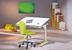 Bureau Enfant Inclinable Bois Blanc Déco Rose Et Vert Colo -Vente De Chambre bureau enfant inclinable bois blanc deco rose et vert 2colorido 4010340509442 9196