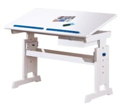 Bureau Inclinable Bois Massif Blanc Bleu Et Rose Rubi