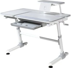 Bureau Inclinable Réglable Avec Support Bois Et Métal Blanc Et Gris Comfortline L 119 Cm