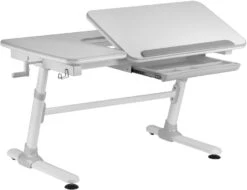 Bureau Inclinable Réglable Bois Et Métal Blanc Et Gris Comfortline L 119 Cm