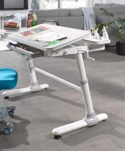 Bureau Inclinable Réglable Bois Et Métal Blanc Et Gris Comfortline L 119 Cm -Vente De Chambre bureau inclinable reglable bois et metal blanc et gris comfortline l 119 cm 5420070228688 695653