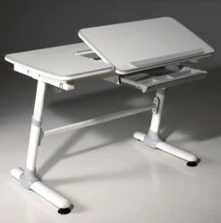 Bureau Inclinable Réglable Bois Et Métal Blanc Et Gris Comfortline L 119 Cm -Vente De Chambre bureau inclinable reglable bois et metal blanc et gris comfortline l 119 cm 5420070228688 695654