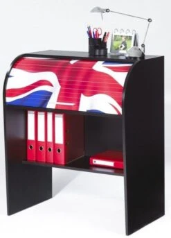 Bureau Informatique Noir Imprimé Drapeau Anglais Coach