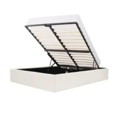 Cadre De Lit Adulte 160 X 200 Cm + Coffre De Rangement - TIssu Gris Beige - ECLIPSE