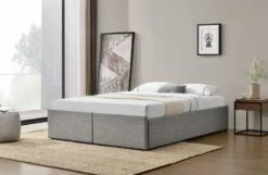 Cadre De Lit Avec Coffre Et 2 Tiroirs 180x200 Cm Tissu Lin Gris Clair Karmi -Vente De Chambre cadre de lit avec coffre et 2 tiroirs 180x200 cm tissu lin gris clair karmi 3557630029651 328784