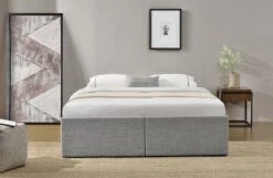 Cadre De Lit Avec Coffre Et 2 Tiroirs 180x200 Cm Tissu Lin Gris Clair Karmi -Vente De Chambre cadre de lit avec coffre et 2 tiroirs 180x200 cm tissu lin gris clair karmi 3557630029651 328785