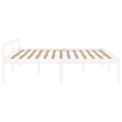 Cadre De Lit Blanc Bois De Pin Massif 200x200 Cm 4 -Vente De Chambre cadre de lit blanc bois de pin massif 200x200 cm 3666722113878 1381402