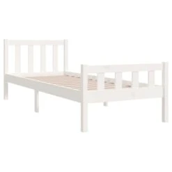 Cadre De Lit Blanc Bois Massif 90x190 Cm Simple 4 -Vente De Chambre cadre de lit blanc bois massif 90x190 cm simple 3666722113854 1381418