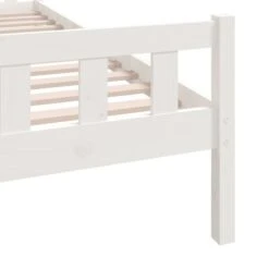 Cadre De Lit Blanc Bois Massif 90x190 Cm Simple 4 -Vente De Chambre cadre de lit blanc bois massif 90x190 cm simple 3666722113854 1381421