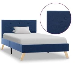 Cadre De Lit Bleu Tissu 90 X 200 Cm 5