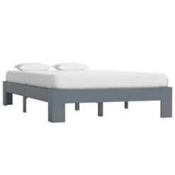 Cadre De Lit Gris Bois De Pin Massif 120 X 200 Cm 4