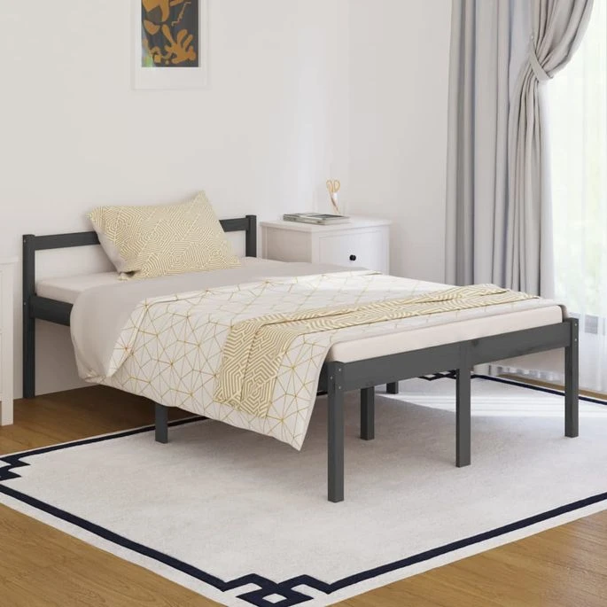 Cadre De Lit Gris Bois Massif 120x190 Cm Petit Double 2 1 Cadre De Lit Gris Bois Massif 120x190 Cm Petit Double 2