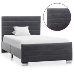 Cadre De Lit Gris Similicuir Daim 100 X 200 Cm