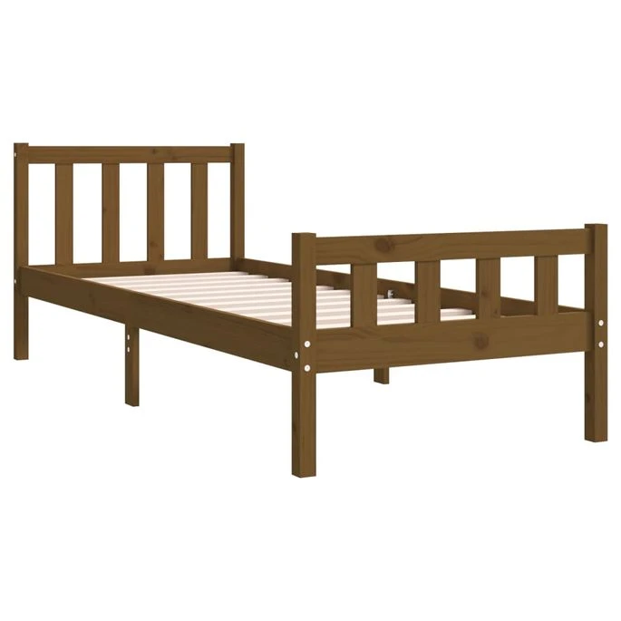 Cadre De Lit Marron Miel Bois Massif 90x190 Cm Simple 2 4 Cadre De Lit Marron Miel Bois Massif 90x190 Cm Simple 2 – Image 4