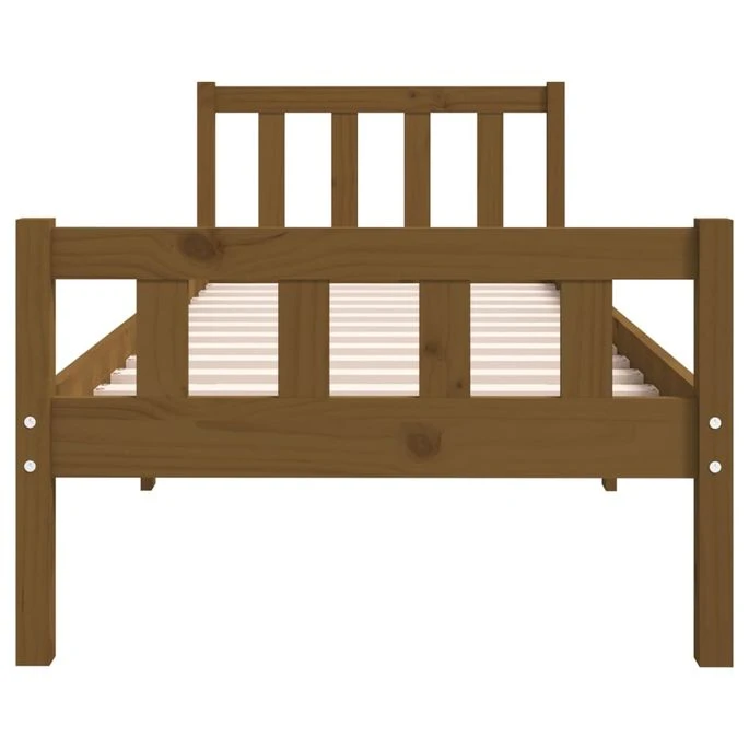 Cadre De Lit Marron Miel Bois Massif 90x190 Cm Simple 2 5 Cadre De Lit Marron Miel Bois Massif 90x190 Cm Simple 2 – Image 5