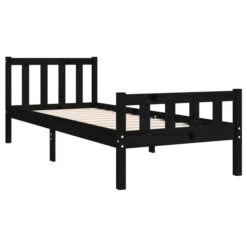 Cadre De Lit Noir Bois Massif 90x190 Cm Simple 6 -Vente De Chambre cadre de lit noir bois massif 90x190 cm simple 3666722113823 1381445