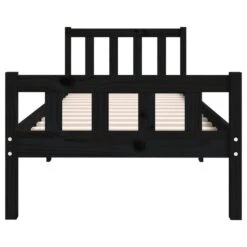 Cadre De Lit Noir Bois Massif 90x190 Cm Simple 6 -Vente De Chambre cadre de lit noir bois massif 90x190 cm simple 3666722113823 1381446