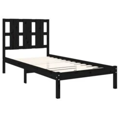 Cadre De Lit Noir Bois Massif 90x190 Cm Simple 7 -Vente De Chambre cadre de lit noir bois massif 90x190 cm simple 3666722744904 1409975