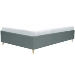 Cadre Lit Coffre Adulte SOLAR - Couchage 140x190 Cm - Gris - Sommier A Lattes - Pieds Bois Massif - L 198 X P 146,5 X H 41 Cm