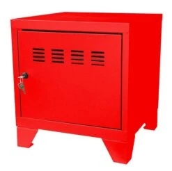 Caisson De Rangement 1 Porte Métal Rouge Brillant Lee -Vente De Chambre caisson de rangement 1 porte metal rouge brillant lee 3219092022013 353435