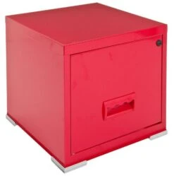 Caisson De Rangement 1 Tiroir Métal Rouge Brillant Baryl