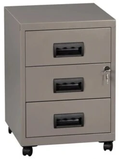 Caisson Sur Roulettes 3 Tiroirs Métal Gris Nacré Capeo