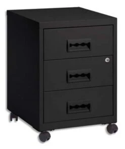 Caisson Sur Roulettes 3 Tiroirs Métal Noir Capeo